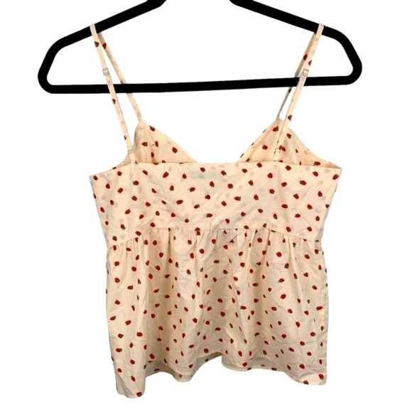 Madewell sz 4 Fresh Strawberries Cream Tie-Front Keyhole Cami Tank Coquette Cute - Picture 4 of 7